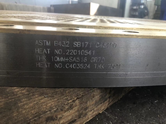 ASTMC46400 Brass Tube Sheet 12mm Exploding Tube Sheets Bonded Plate Heat Exchanger